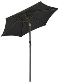 Guarda-sol de jardim c/ luzes LED 200x211 cm alumínio preto