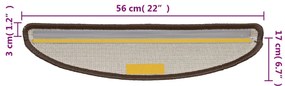 Tapetes de escada 15 pcs 56x17x3 cm castanho