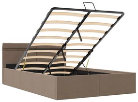 Estrutura cama hidrául.+ LED 140x200cm tecido cinza-acastanhado