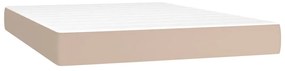 Cama box spring c/colchão/LED 140x190cm couro artif. cappuccino
