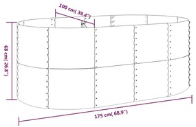 Canteiro elevado jardim 175x100x68 aço revestido a pó castanho