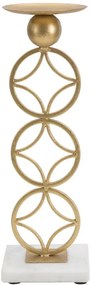 Castiçal "Star" em Metal Dourado e Mármore – 10x10x32 cm