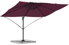Guarda-Sol Cantilever Roma Vermelho Bordeaux 352x251x260 cm em Alumíni
