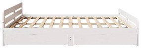 Cama sem colchão 200x200 cm madeira de pinho maciça branco