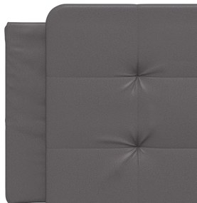 Estrutura de cama c/ luzes LED 160x200cm couro artificial cinza