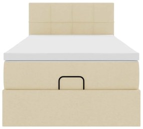 Cama otomana com colchão 100x200 cm tecido creme