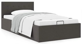 Cama hidráulica arrumação 90x200cm tecido cinza-escuro