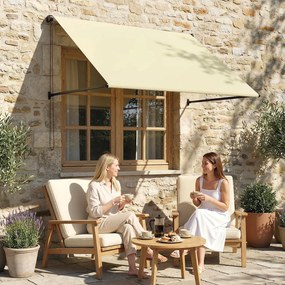 Toldo manual retrátil com inclinação ajustável, 150 x 116 cm, proteção UV, alumínio e poliéster, cor creme