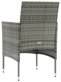 16 pcs conjunto lounge de jardim c/ almofadões vime PE cinzento