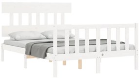 Cama sem colchão 140x200 cm madeira de pinho maciça branco