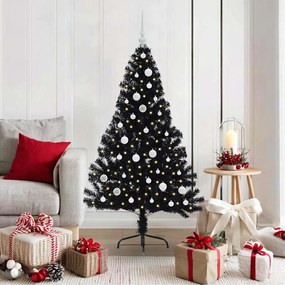 vidaXL Árvore de Natal Artificial Pré-iluminada Preto 150 cm PVC
