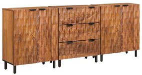 vidaXL Buffet 3 pcs Acabamento em Acácia Marrom 60 x 33 x 75 cm