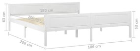 Estrutura de cama em pinho maciço 180x200 cm branco