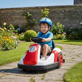 Carrinho de choque para crianças de 6 V, rotação de 360°, carro de choque elétrico para crianças 3-6 anos com motor duplo, música e buzina vermelho, b