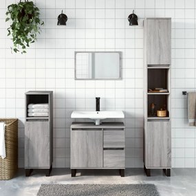 vidaXL 3 pcs Conjunto móveis casa de banho madeira proc. cinza sonoma