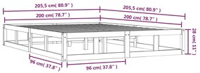 Estrutura de cama 200x200 cm madeira maciça preto