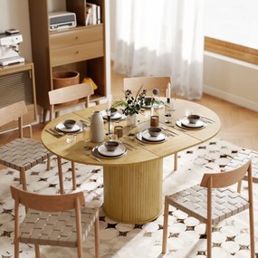 Mesa de jantar extensível, mesa de cozinha, para 6 a 8 pessoas, 110-150 x 75 cm (CADEIRAS NÃO INCLUIDAS), com efeito de madeira natural