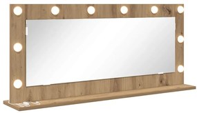 Espelho de Vaidade com Luzes LED Carvalho Artesanal 100x45x18 cm