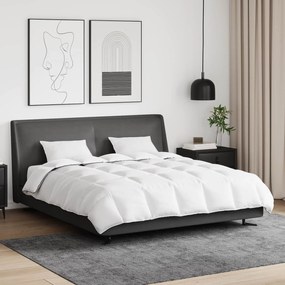 vidaXL Edredom de Inverno com travesseiro 3 pcs Branco Pena de ganso