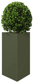 Vaso/floreira jardim triangular 50x43x75 cm aço verde-azeitona