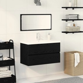 Conjunto de Móveis para Casa de Banho de 3 Peças Carvalho Preto Madeir