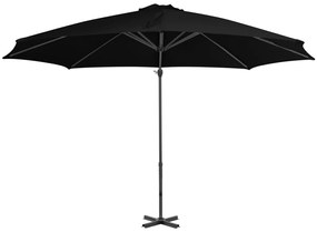 Guarda-sol de jardim cantilever c/ poste alumínio 300 cm preto
