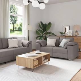 Conjunto de Sofá 2 Peças com Almofadas em Tecido Taupe