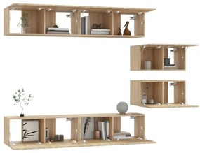 Conjunto móveis de TV 6 pcs madeira processada carvalho sonoma