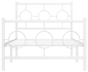 Estrutura de cama com cabeceira e pés 90x200 cm metal branco