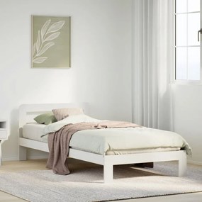 Cama sem colchão 75x190 cm madeira de pinho maciça branco