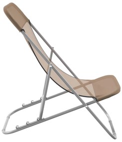 Cadeiras praia dobráveis 2pcs textilene/aço cinza-acastanhado