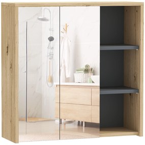 HOMCOM Armário Casa de Banho com Espelho Armário de Parede com Espelho para Casa de Banho Estilo Moderno 60x20x60 cm Madeira | Aosom Portugal