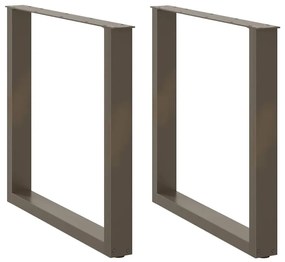 Pés para mesa de jantar em formato de U, 2 peças, aço natural, 90 x (7