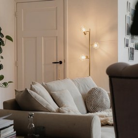 Candeeiro de pé design dourado 3 luzes ajustáveis - Mesh