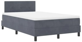 Cama Box com Colchão e LED Cinza Escuro 120x190 cm Veludo