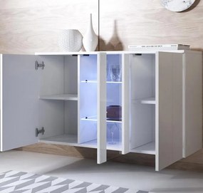 Aparador Suspenso "Lukis" com Luzes LED - 120x70x40 cm - Branco Brilha