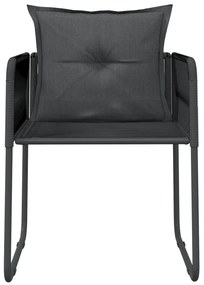 3 pcs conjunto de jantar para jardim preto