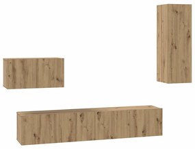 Gabinete de TV de Parede 4 pcs Carvalho Artesanal