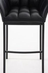 Banco de bar Damaso em couro sintético com estrutura preta 64 x 110 x 48 cm Preto