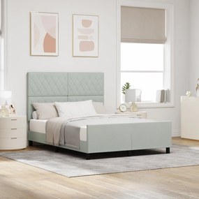 Estrutura de Cama vidaXL Cinza Claro 140x200 cm Veludo