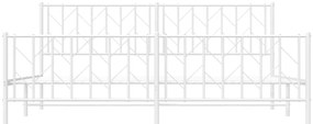 Estrutura de cama com cabeceira e pés 193x203 cm metal branco