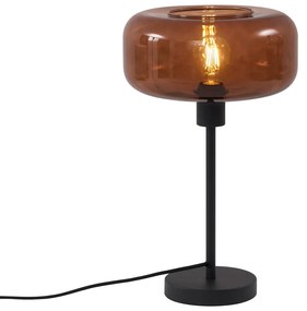 Candeeiro de Mesa Retro Preto com Vidro Bronze - Bizle Retro