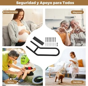 Corrimão para escadas exteriores de segurança em forma de U para 1-3 degraus Barra de apoio de parede em metal preto