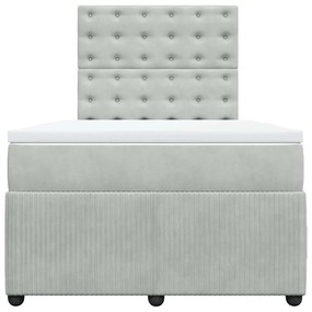 Cama boxspring com colchão 120x190 cm veludo cinzento-claro