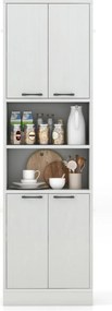 Armário de despensa para cozinha 56 x 30 x 190 cm com portas e prateleiras cinza claro