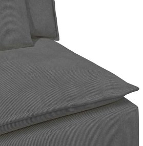 Sofá modular com pufes e almofadas cinzento-escuro