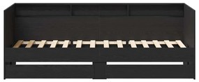 Cama de Dia com Gavetas Cinza Concreto 90x200 cm Madeira Reforçada