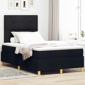 vidaXL Cama Box Spring LED com colchão Preto 120 x 200 cm tecido