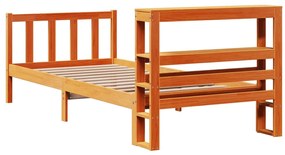 Estrutura cama c/ cabeceira 90x200 cm pinho maciço castanho-mel