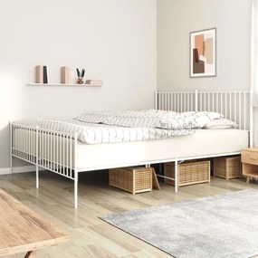Estrutura de cama com cabeceira e pés 180x200 cm metal branco